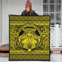 Hawaiian Map Madame Pele Kanaka Plumeria Polynesian Premium Quilts Yellow AH - Polynesian Pride