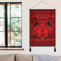 Hawaiian Map Madame Pele Mauna Kea Plumeria Polynesian Hanging Poster Red AH - Polynesian Pride