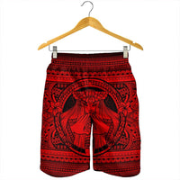Hawaiian Map Madame Pele Mauna Kea Plumeria Polynesian Men's Shorts Red AH - Polynesian Pride