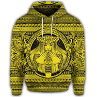 Hawaiian Map Madame Pele Mauna Kea Plumeria Polynesian Hoodie Yellow - Polynesian Pride