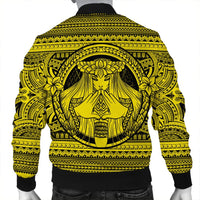 Hawaiian Map Madame Pele Mauna Kea Plumeria Polynesian Bomber Jacket Yellow AH - Polynesian Pride