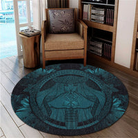 Hawaiian Map Madame Pele Polynesian Round Carpet Blue AH - Polynesian Pride