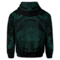 Hawaiian Map Madame Pele Polynesian Zip Hoodie Dark Green - Polynesian Pride