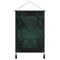 Hawaiian Map Madame Pele Polynesian Hanging Poster Dark Green AH Hanging Poster Cotton And Linen - Polynesian Pride