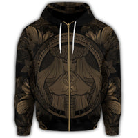Hawaiian Map Madame Pele Polynesian Zip Hoodie Gold - Polynesian Pride