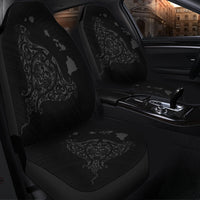 Hawaiian Map Manta Ray Gray Polynesian Car Seat Covers - AH - Polynesian Pride