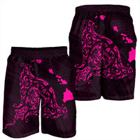 Hawaiian Map Manta Ray Pink Polynesian Men's Shorts - AH - Polynesian Pride
