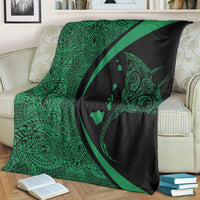 Hawaiian Map Manta Ray Polynesian Premium Blankets - Green - Circle Style - AH - Polynesian Pride