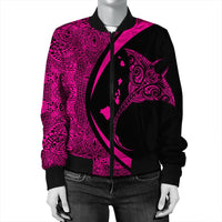 Hawaiian Map Manta Ray Polynesian Bomber Jacket - Pink - AH - Polynesian Pride