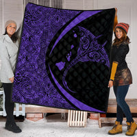 Hawaiian Map Manta Ray Polynesian Premium Quilts - Purple - Circle Style - AH - Polynesian Pride