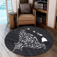 Hawaiian Map Manta Ray White Polynesian Round Carpet - AH - Polynesian Pride