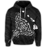 Hawaiian Map Manta Ray White Polynesian Hoodie - Polynesian Pride