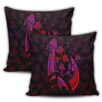 Hawaiian Map Palm Trees Fish Hook Polynesian Pillow Covers Colorful Red - AH - Polynesian Pride