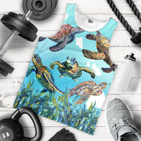 Hawaiian Map Sea Turtles Ocean Polynesian Tank Top - AH - Polynesian Pride