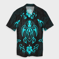 Hawaiian Map Turtle Dolphin With Plumeria Hawaiian Shirt - AH Unisex Black - Polynesian Pride