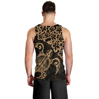 Hawaiian Map Turtle Hibiscus Kanaka Polynesian Tank Top - Gold - AH - Polynesian Pride
