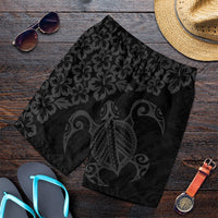 Hawaiian Map Turtle Hibiscus Kanaka Polynesian Men's Shorts - Gray - AH Art - Polynesian Pride