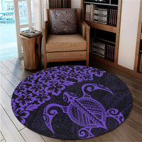 Hawaiian Map Turtle Hibiscus Kanaka Polynesian Round Carpet - Purple - AH - Polynesian Pride