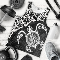 Hawaiian Map Turtle Hibiscus Kanaka Polynesian Tank Top - White - AH - Polynesian Pride