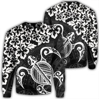 Hawaiian Map Turtle Hibiscus Kanaka Polynesian Sweatshirt - White - AH Unisex Black - Polynesian Pride
