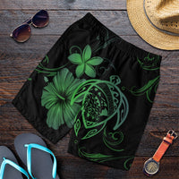 Hawaiian Map Turtle Hibiscus Plumeria Polynesian Men's Shorts - Green - AH Art - Polynesian Pride