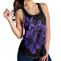Hawaiian Map Turtle Hibiscus Plumeria Polynesian Racerback Tank - Purple - AH - Polynesian Pride