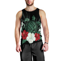 Hawaiian Map Turtle Hibiscus Polynesian Tank Top - AH Black - Polynesian Pride