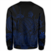 Hawaiian Map Turtle Hibiscus Polynesian Sweatshirt - Blue - AH - Polynesian Pride