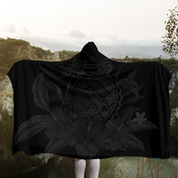 Hawaiian Map Turtle Hibiscus Polynesian Hooded Blanket - Gray - AH - Polynesian Pride