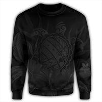 Hawaiian Map Turtle Hibiscus Polynesian Sweatshirt - Gray - AH - Polynesian Pride