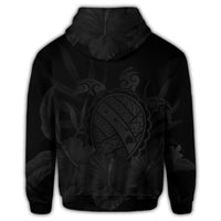 Hawaiian Map Turtle Hibiscus Polynesian Zip Hoodie Gray - Polynesian Pride