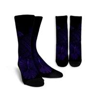 Hawaiian Map Turtle Hibiscus Polynesian Crew Socks - Purple - AH Crew Socks White - Polynesian Pride
