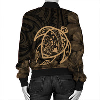 Hawaiian Map Turtle Kanaka Hibiscus Polynesian Bomber Jacket - Gold - AH - Polynesian Pride