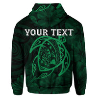 Custom Hawaiian Map Turtle Kanaka Hibiscus Polynesian Hoodie Green - Polynesian Pride