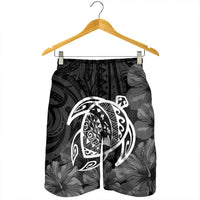Hawaiian Map Turtle Kanaka Hibiscus Polynesian Men's Shorts - White - AH - Polynesian Pride