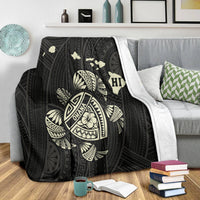 Hawaiian Map Turtle Ohana Hibicus Polynesian Premium Blankets - Beige - AH - Polynesian Pride
