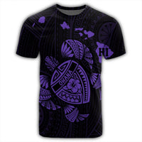 Hawaiian Map Turtle Ohana Hibicus Polynesian T Shirt Purple AH - Polynesian Pride