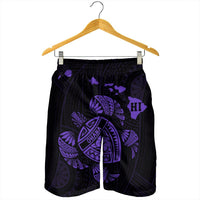 Hawaiian Map Turtle Ohana Hibicus Polynesian Men's Shorts - Purple - AH - Polynesian Pride