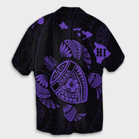 Hawaiian Map Turtle Ohana Hibicus Polynesian Hawaiian Shirt - Purple - AH - Polynesian Pride