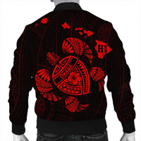 Hawaiian Map Turtle Ohana Hibicus Polynesian Bomber Jacket - Red - AH - Polynesian Pride