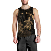 Hawaiian Map Turtle Plumeria Hibiscus Fish Hook Polynesian Tank Top Gold - AH Black - Polynesian Pride