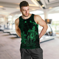 Hawaiian Map Turtle Plumeria Hibiscus Fish Hook Polynesian Tank Top Green - AH - Polynesian Pride