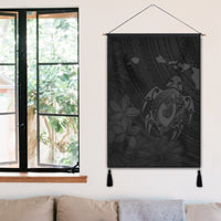 Hawaiian Map Turtle Plumeria Hibiscus Fish Hook Polynesian Hanging Poster Grey - AH - Polynesian Pride
