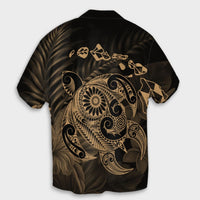 Hawaiian Map Turtle Tattoo Hibiscus Plumeria Polynesian Hawaiian Shirt - Gold - AH - Polynesian Pride