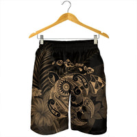 Hawaiian Map Turtle Tattoo Hibiscus Plumeria Polynesian Men's Shorts - Gold - AH - Polynesian Pride