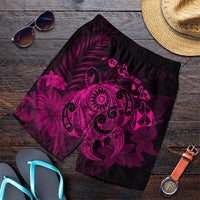 Hawaiian Map Turtle Tattoo Hibiscus Plumeria Polynesian Men's Shorts - Pink - AH Art - Polynesian Pride