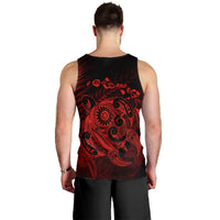 Hawaiian Map Turtle Tattoo Hibiscus Plumeria Polynesian Tank Top - Red - AH - Polynesian Pride