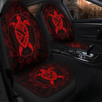 Hawaiian Map Turtle Wave Polynesian Car Seat Covers Red - AH - Polynesian Pride