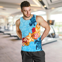 Hawaiian Ocean Turtle Plumeria And Hibiscus Polynesian Tank Top - AH - Polynesian Pride