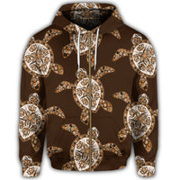 Hawaiian Old School Turtle Zip Hoodie - Polynesian Pride